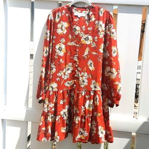 Emma & Michele Long Sleeve Floral Shirt Dress